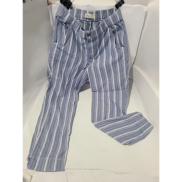 Hollister Pants - Hollister California, Women's Blue Striped Pants, M - Cotton Blend